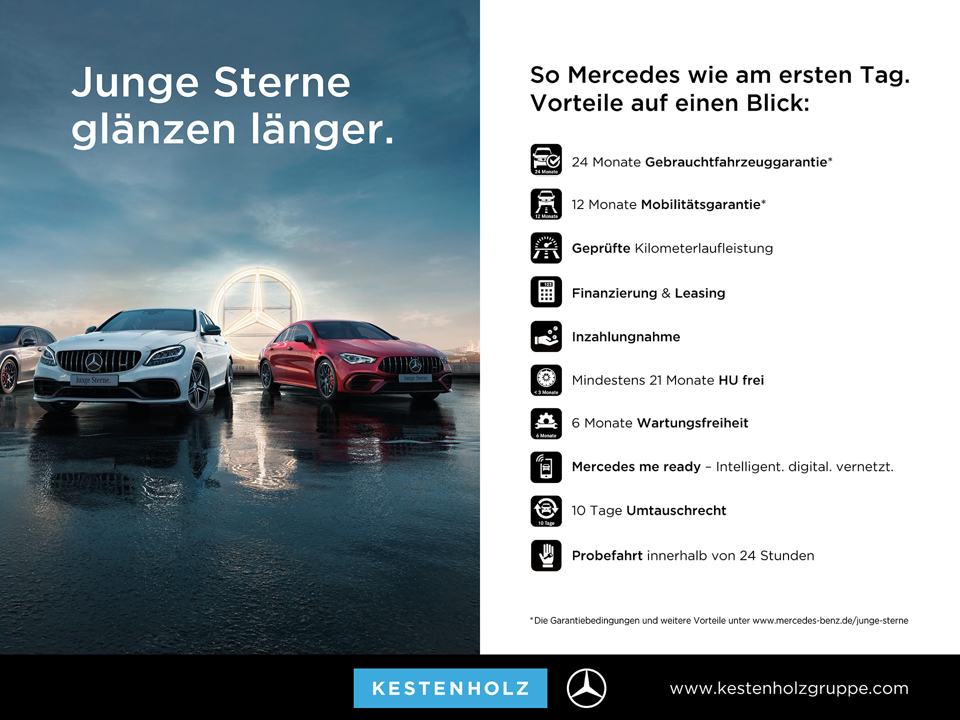 Getriebe: AutomatikgetriebeDetailangaben f&uuml;r XEV Fahrzeug: Batterietechnologie: Lithium-Ionen,  Nutzbare Batteriekapazit&auml;t: 66,0kWh,  Batteriezustand: 97%,  Ladezeit (in Minuten): 375 (10% bis 100%),  Schnellladezeit (in Minuten): 32 (10% bis 80%)Ausstattungslinie: AMG Line Exterieur,  AMG Line InterieurAusstattungspakete: Ausstattungspaket: Advanced-Paket, Remote und Charging Services Premium, Laderaum-Paket,  AMG Sportpaket,  Komfort Paket: Sitzkomfort-Paket,  Licht- und Sichtpaket,  Businesspaket,  SpiegelpaketAssistenzsysteme: Fernlichtassistent,  Aktiver Park-Assistent inkl. PARKTRONIC,  R&uuml;ckfahrkamera,  DISTRONIC,  Berganfahrhilfe,  Spracheingabesystem,  M&uuml;digkeitserkennung,  Aktiver Lenk-Assistent,  Fahrerassistenzpaket,  COLLISION PREVENTION ASSIST,  Verkehrszeichenerkennung m. Geschwindigkeitslimit-AssistentLicht und Sicht: LED-Scheinwerfer,  Tagfahrlicht,  Regensensor,  Automatisch abblendende Innen- und Au&szlig;enspiegel,  W&auml;rmeschutzverglasung,  Ambientebeleuchtung mehrfarbig,  LichtsensorAudio &amp; Kommunikation: MBUX,  Navigationssystem,  Radio,  Multi-Funktions-Display,  Digitaler Radioempfang DAB,  zentrale Bedieneinheit: Touchpad,  AUX &amp; USB Anschluss,  Mercedes connect me: Konnektivit&auml;ts-Paket Navigation,  Handyvorbereitung Bluetooth,  Android Auto u. Apple CarPlay,  WLAN HotspotKomfort: Digitales Kombiinstrument,  Klimaautomatik,  Lordosenst&uuml;tze Fahrer/Beifahrer,  Sitzheizung Fahrer/Beifahrer,  Sportsitze,  Armauflage hinten,  Servolenkung,  Lenks&auml;ule verstellbar,  Start-Stopp System,  Zentralver. mit Fernbedienung,  Fensterheber elektrisch,  EASY-PACK Heckklappe,  DYNAMIC SELECT,  Getr&auml;nkehalter vornInterieur: Sitze Kunstleder Ledernachbildung ARTICO / Mikrofaser MICROCUT schwarz,  Innenfarbe schwarz,  Multifunktions-Sport-/Lederlenkrad,  Bordcomputer,  R&uuml;cksitze klappbar,  Dekoreinlagen: Zierelement hinterleuchtet, Zierelemente Spiraloptik hinterleuchtet,  Lenkrad-SchaltwippenExterieur: Touchscreen Bedienung,  AMG Leichtmetallfelgen 18 Zoll,  Au&szlig;enspiegel elekt. anklappbar,  Dachreling,  Reifenpannenset,  Notrufsystem,  Ladekabel Mode 3 (Typ 2/2),  Wechsel-/Gleichstromladesystem (AC/DC Laden),  StauassistentSicherheit: i-Size Kindersitzbefestigung,  Fu&szlig;g&auml;ngerschutzsystem,  Fahrer- /Beifahrerairbag,  Seitenairbag vorn und hinten,  Knieairbag Fahrer,  Traktionskontrolle,  Elektr. Stabilit&auml;tsprogramm ESP,  Reifendruckkontrolle,  Wegfahrsperre,  Au&szlig;entemperatur Anzeige,  Antiblockiersystem ABS,  Bremsverschlei&szlig;anzeige,  Notbremsassistent,  Akustischer UmfeldschutzWeitere Ausstattung: K34 Streckenbasierte GeschwindigkeitsanpassungSonstige Ma&szlig;e und Gewichte: Nutzlast: 430 kg,  zul&auml;ssiges Gesamtgewicht: 2.470 kg,  Radstand: 2.729 mmIrrt&uuml;mer und &Auml;nderungen vorbehalten